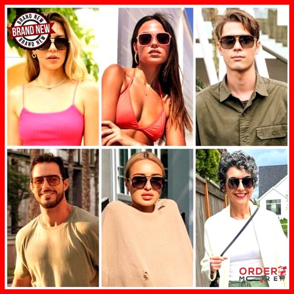 Square Polarized Sunglasses, Retro Aviator Style, UV400 Protection main image 5